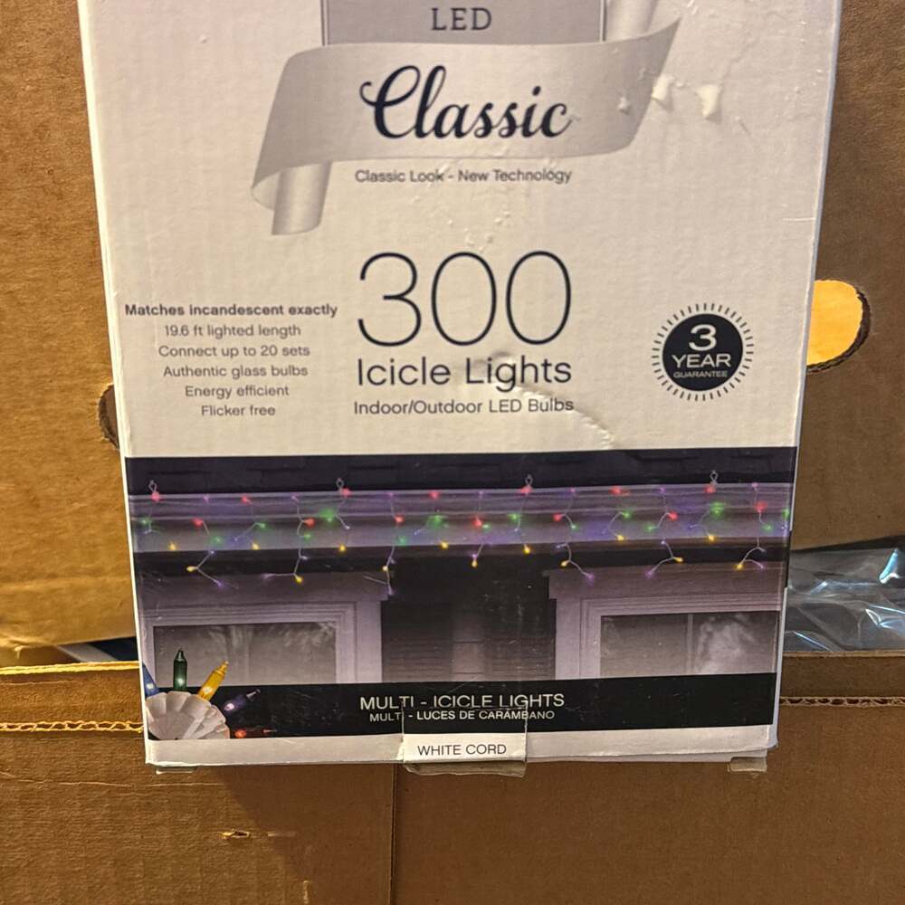 Multicolor Icicle Christmas Lights, White Wire, Indoor/Outdoor Holiday Decor